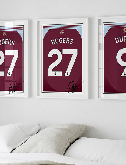 Morgan Rogers 24/25 Aston Villa Home Shirt Poster