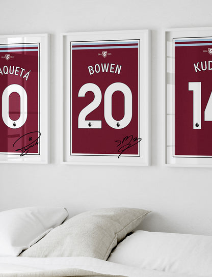 Jarrod Bowen 24/25 West Ham United Home Shirt Poster