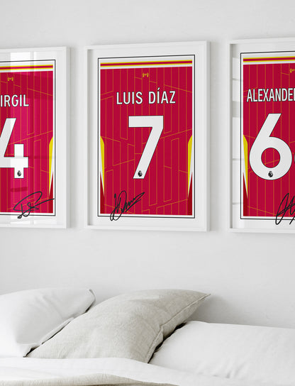 Luis Diaz 24/25 Liverpool Home Shirt Poster