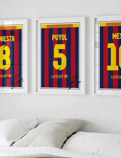 Carles Puyol 13/14 Barcelona Classic Home Shirt Poster