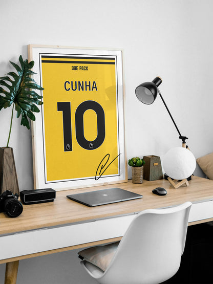 Matheus Cunha 24/25 Wolves Home Shirt Poster