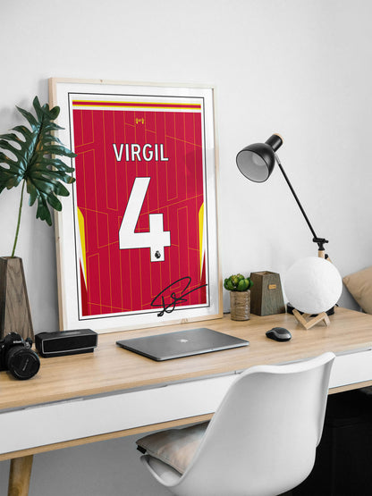 Virgil van Dijk 24/25 Liverpool Home Shirt Poster