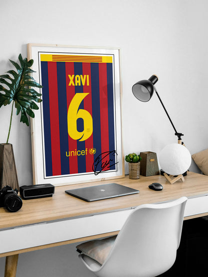 Xavi 13/14 Barcelona Classic Home Shirt Poster