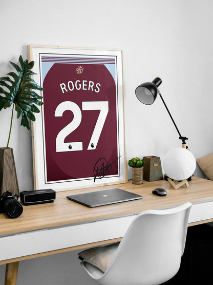 Morgan Rogers 24/25 Aston Villa Home Shirt Poster