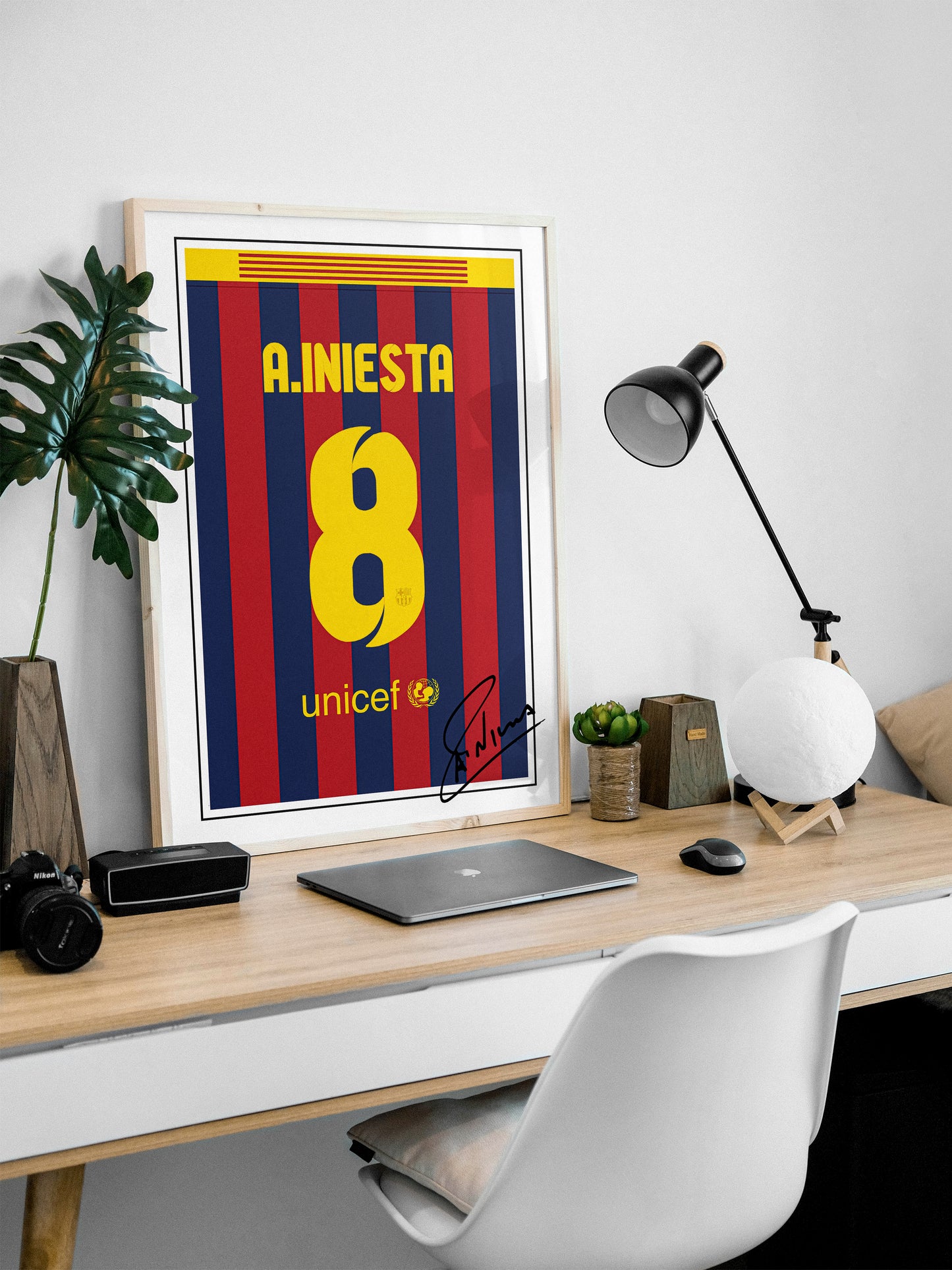 Andres Iniesta 13/14 Barcelona Classic Home Shirt Poster