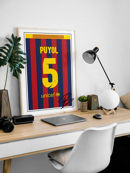 Carles Puyol 13/14 Barcelona Classic Home Shirt Poster