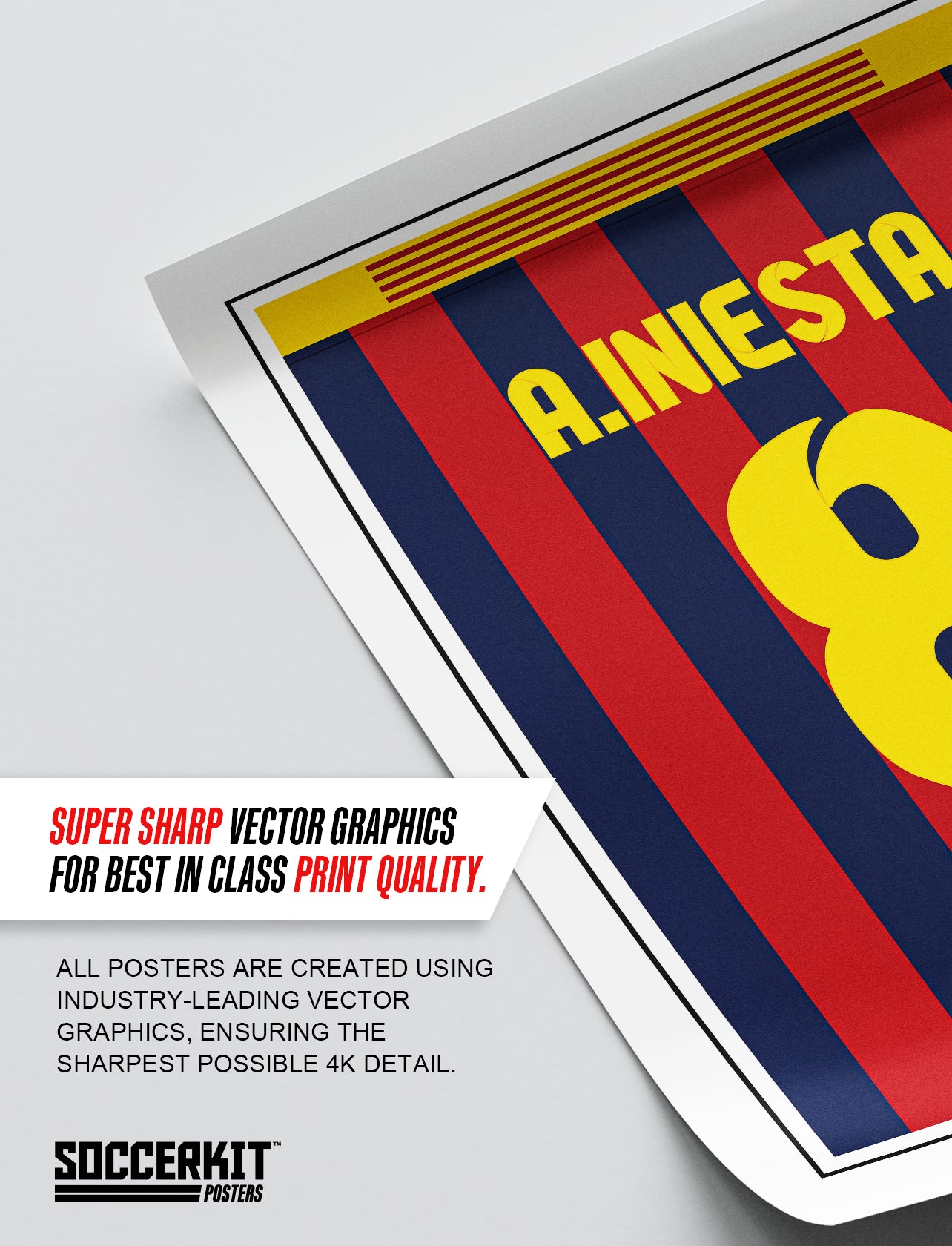 Andres Iniesta 13/14 Barcelona Classic Home Shirt Poster