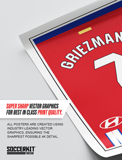 Antoine Griezmann 24/25 Athletico Madrid Home Shirt Poster