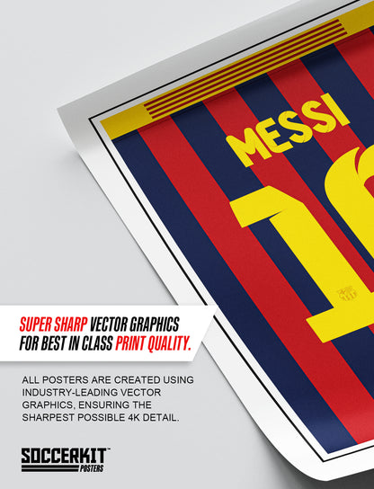 Lionel Messi 13/14 Barcelona Classic Home Shirt Poster