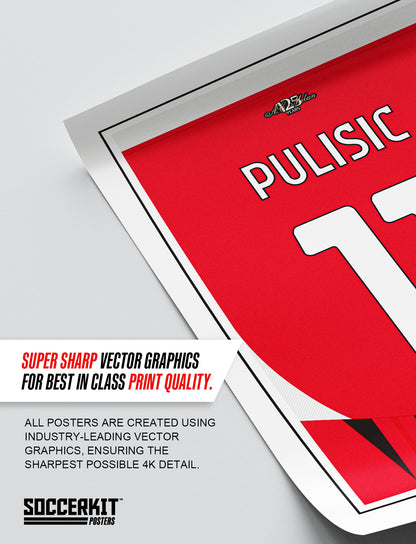 Christian Pulisic 24/25 AC Milan Home Shirt Poster