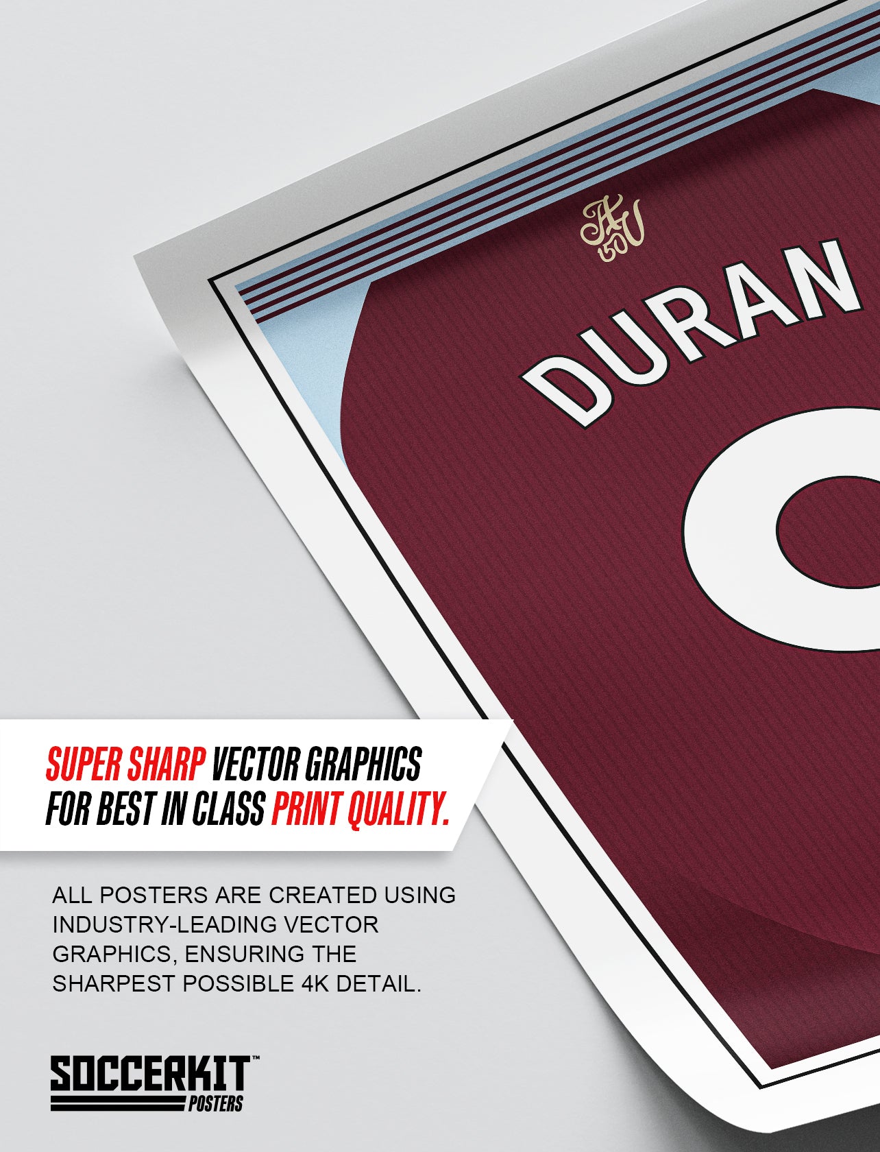 Jhon Duran 24/25 Aston Villa Home Shirt Poster