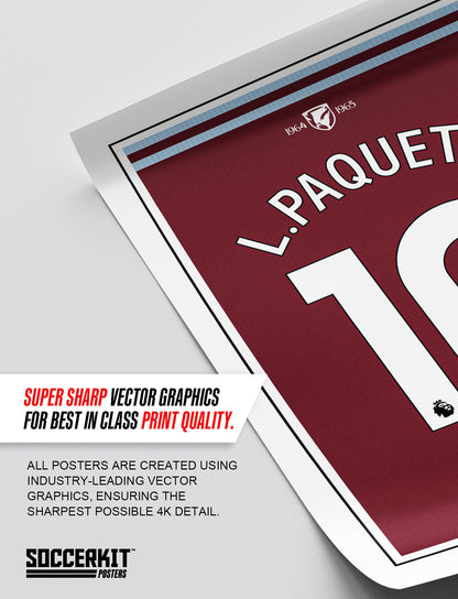 Lucas Paqueta 24/25 West Ham United Home Shirt Poster