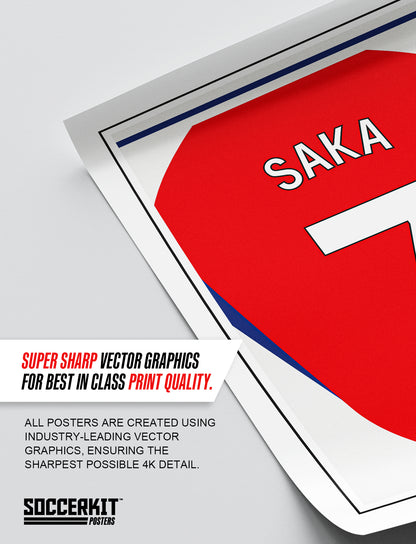 Bukayo Saka 24/25 Arsenal Home Shirt Poster