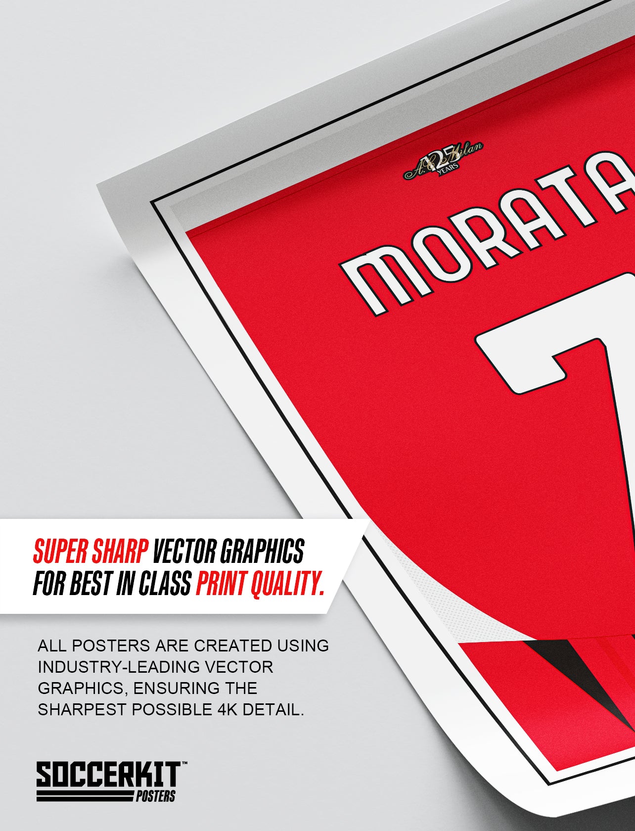 Alvaro Morata 24/25 AC Milan Home Shirt Poster