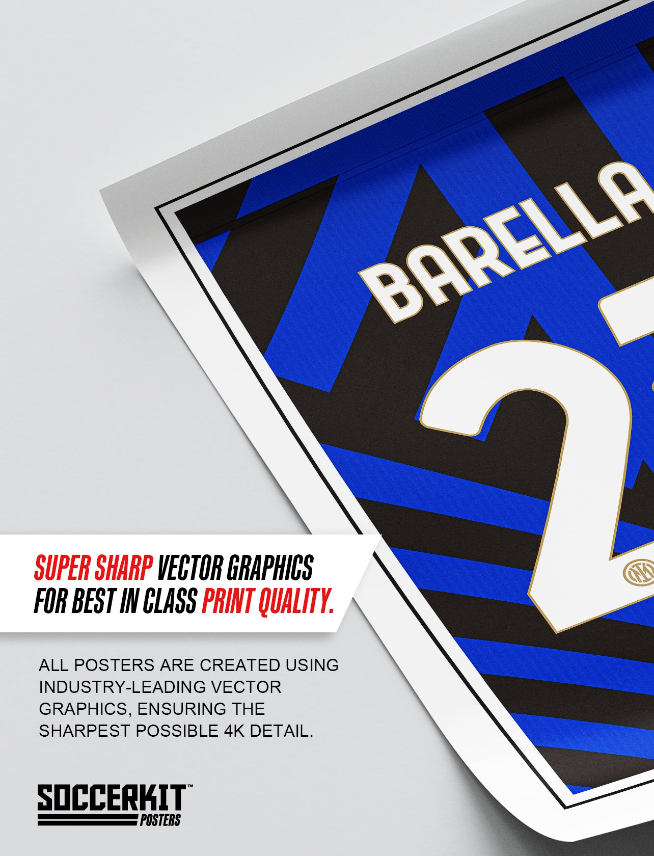 Nicolo Barella 24/25 Inter Milan Home Shirt Poster