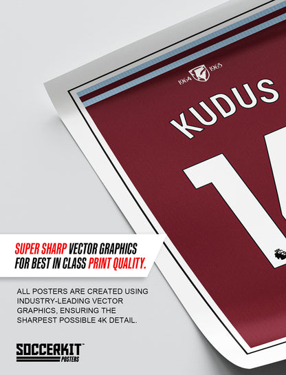 Mohammed Kudus 24/25 West Ham United Home Shirt Poster