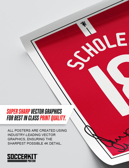 Paul Scholes 07/08 Man Utd Classic Home Shirt Poster