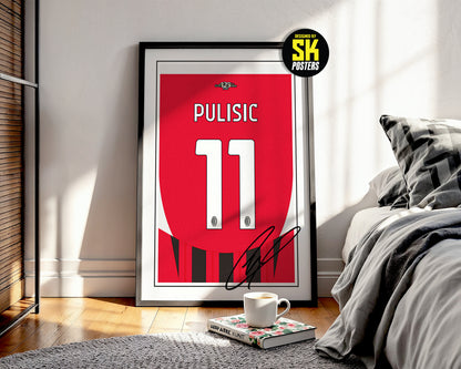 Christian Pulisic 24/25 AC Milan Home Shirt Poster