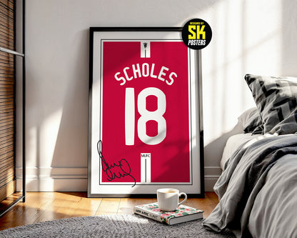 Paul Scholes 07/08 Man Utd Classic Home Shirt Poster