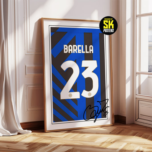 Nicolo Barella 24/25 Inter Milan Home Shirt Poster