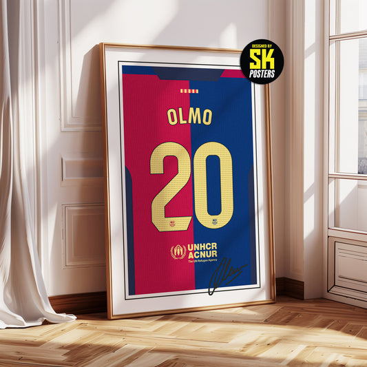 Dani Olmo 24/25 Barcelona Home Shirt Poster