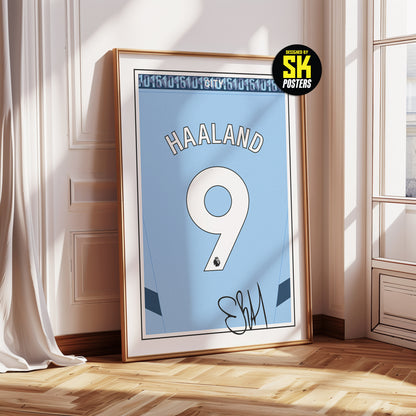 Erling Haaland 24/25 Man City Home Shirt Poster