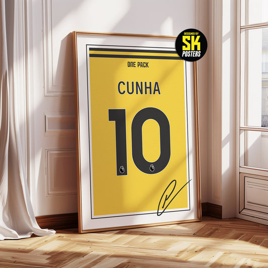 Matheus Cunha 24/25 Wolves Home Shirt Poster