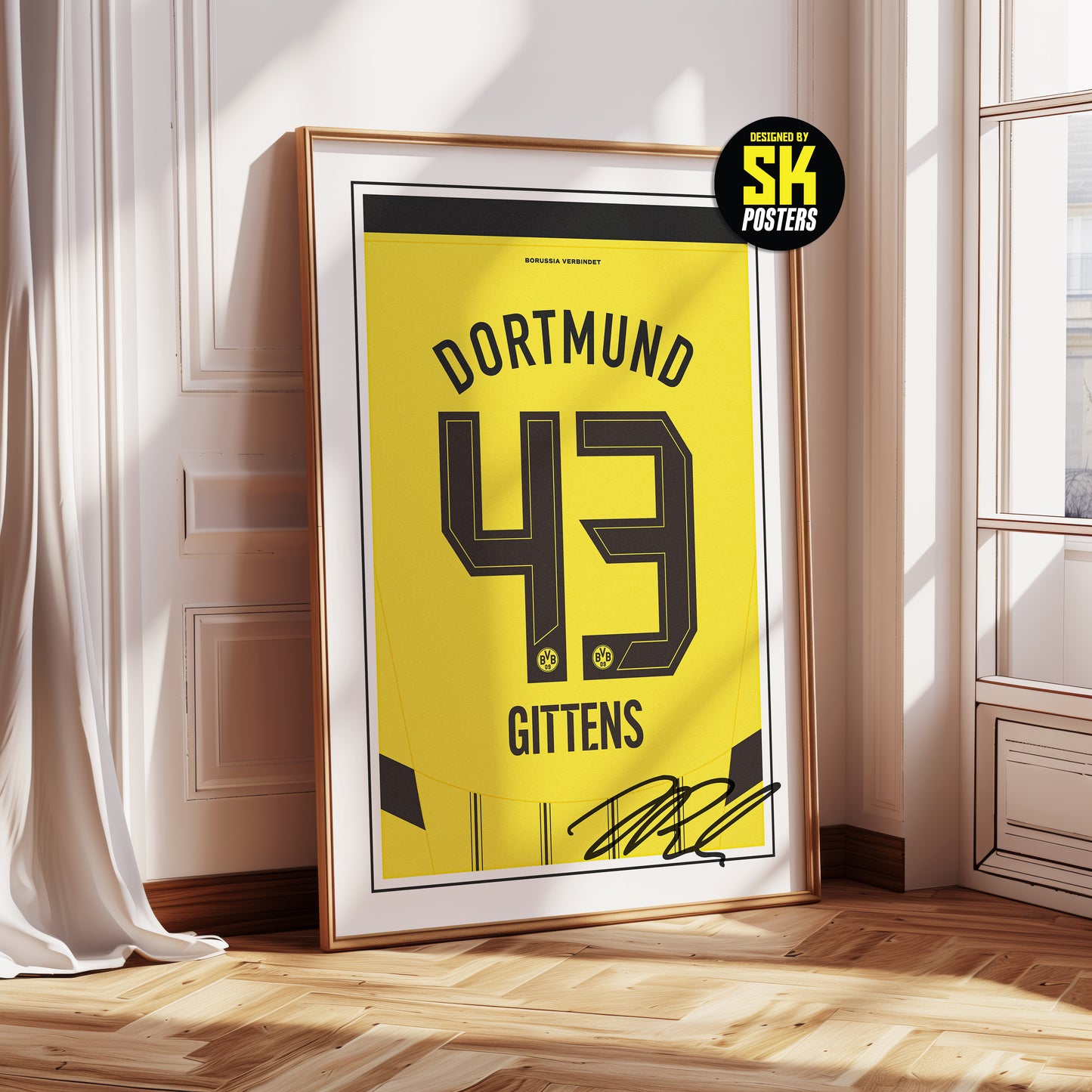 Jamie Gittens 24/25 Dortmund Home Shirt Poster