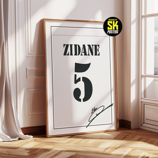 Zinedine Zidane 01/02 Real Madrid Classic Home Shirt Poster