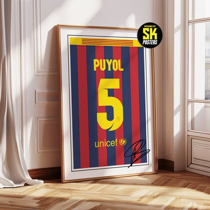 Carles Puyol 13/14 Barcelona Classic Home Shirt Poster