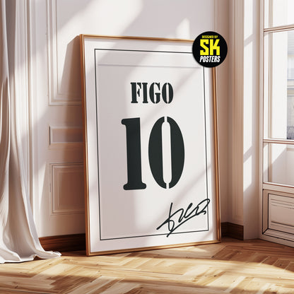 Luis Figo 01/02 Real Madrid Classic Home Shirt Poster