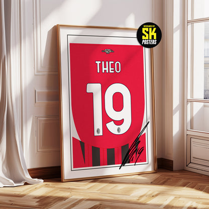 Theo Hernandez 24/25 AC Milan Home Shirt Poster