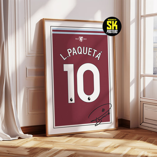 Lucas Paqueta 24/25 West Ham United Home Shirt Poster