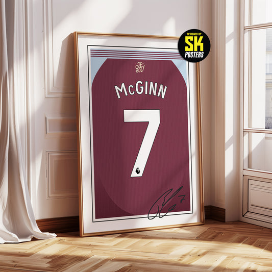 John McGinn 24/25 Aston Villa Home Shirt Poster