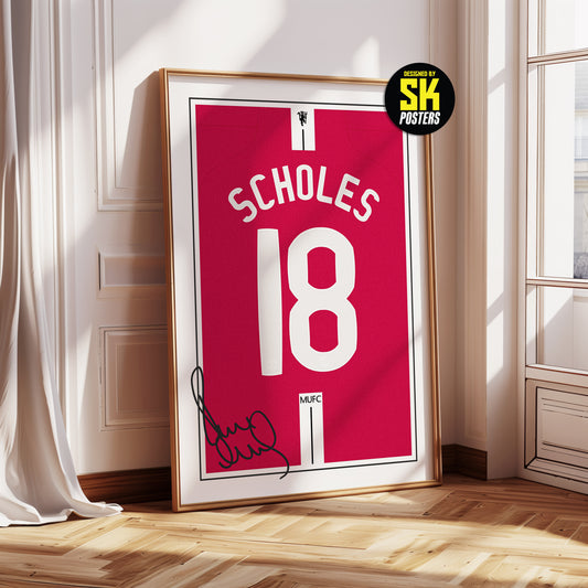 Paul Scholes 07/08 Man Utd Classic Home Shirt Poster