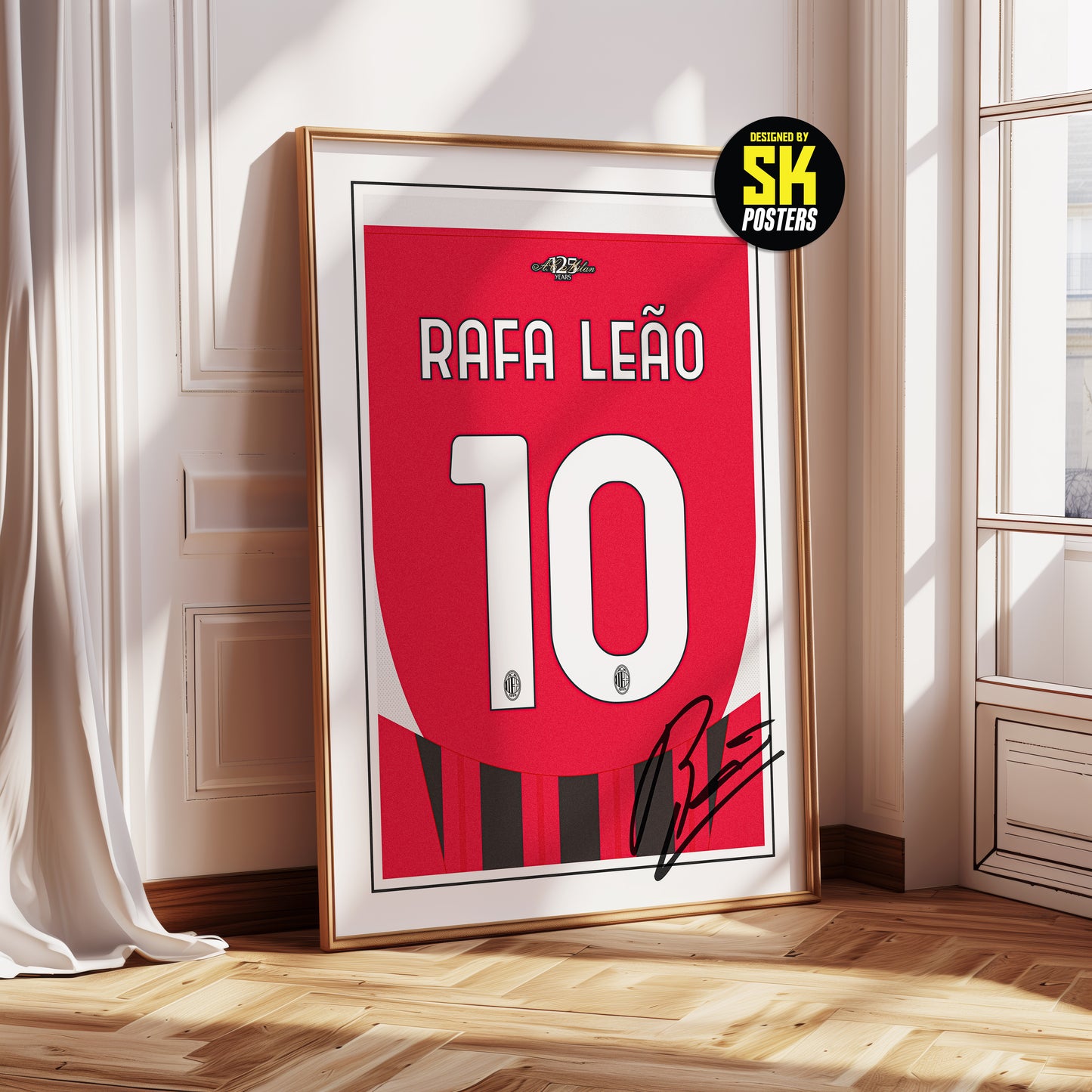 Rafael Leao 24/25 AC Milan Home Shirt Poster