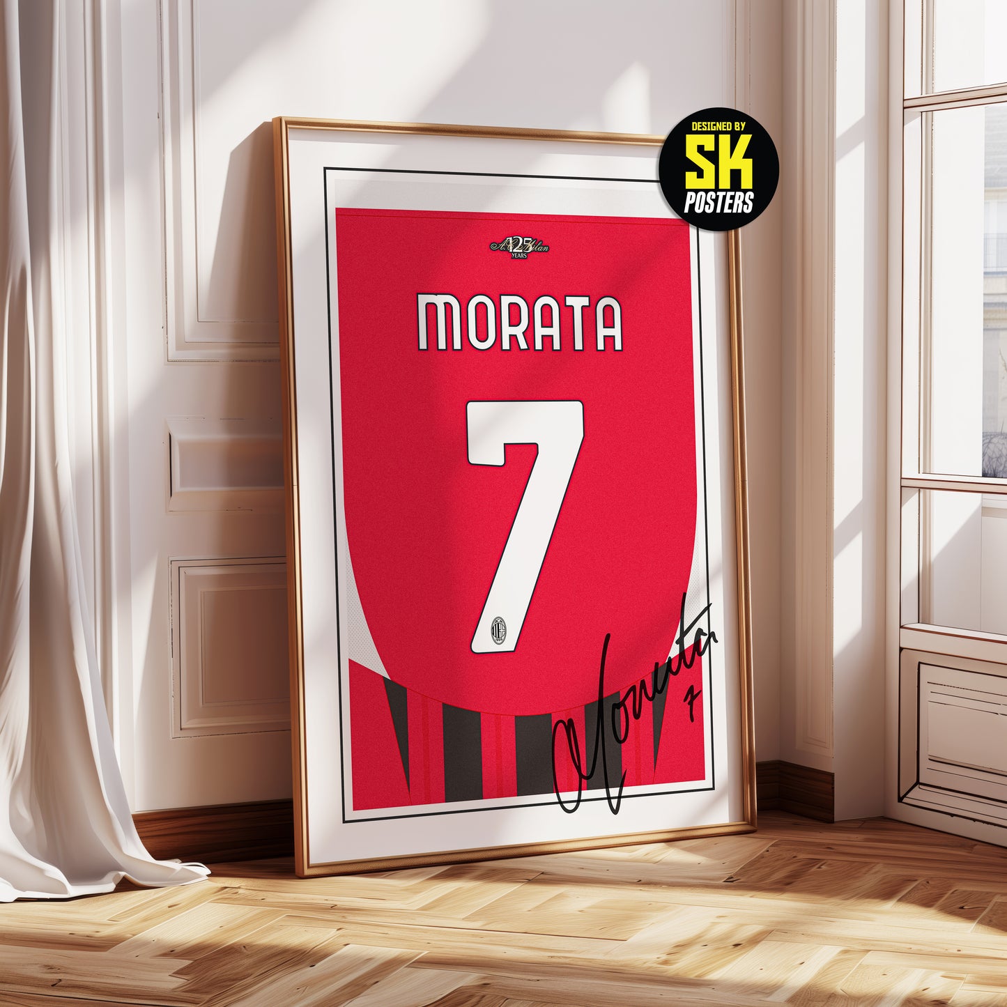 Alvaro Morata 24/25 AC Milan Home Shirt Poster