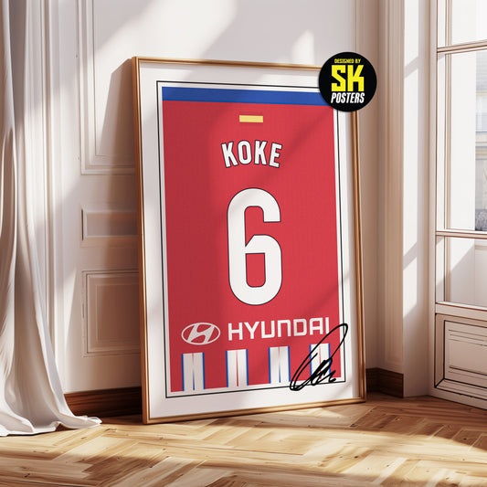 Koke 24/25 Athletico Madrid Home Shirt Poster