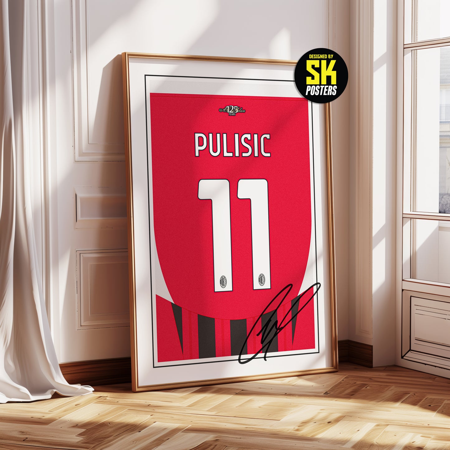 Christian Pulisic 24/25 AC Milan Home Shirt Poster