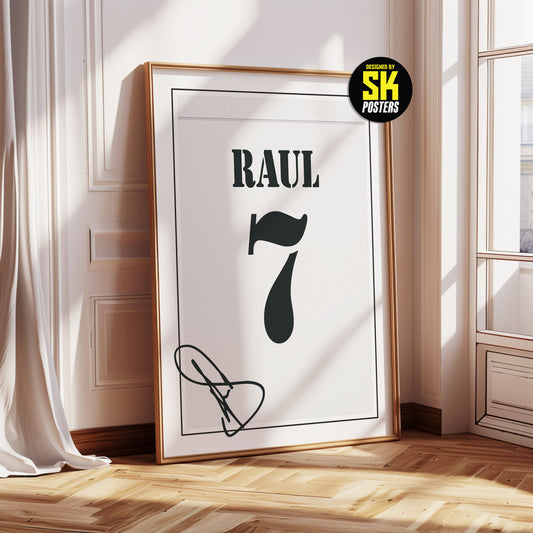 Raul 01/02 Real Madrid Classic Home Shirt Poster