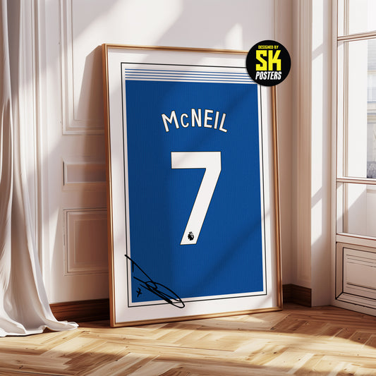 Dwight McNeil 24/25 Everton Home Shirt Poster