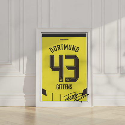 Jamie Gittens 24/25 Dortmund Home Shirt Poster