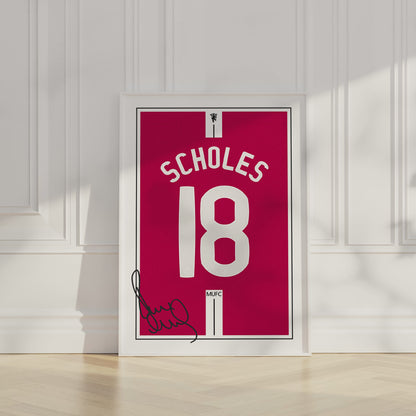 Paul Scholes 07/08 Man Utd Classic Home Shirt Poster