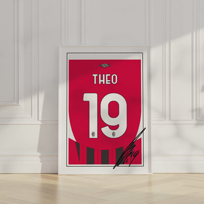 Theo Hernandez 24/25 AC Milan Home Shirt Poster