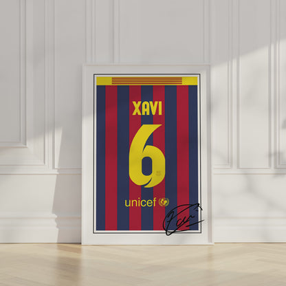 Xavi 13/14 Barcelona Classic Home Shirt Poster