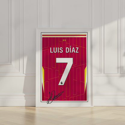 Luis Diaz 24/25 Liverpool Home Shirt Poster