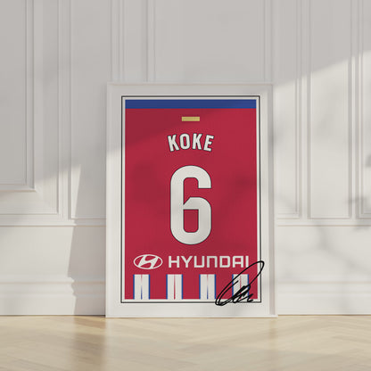 Koke 24/25 Athletico Madrid Home Shirt Poster