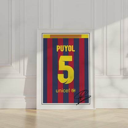 Carles Puyol 13/14 Barcelona Classic Home Shirt Poster