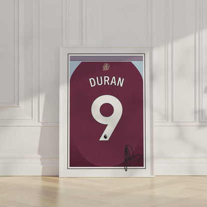 Jhon Duran 24/25 Aston Villa Home Shirt Poster