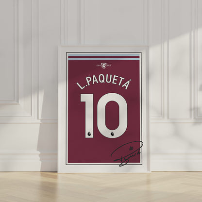 Lucas Paqueta 24/25 West Ham United Home Shirt Poster